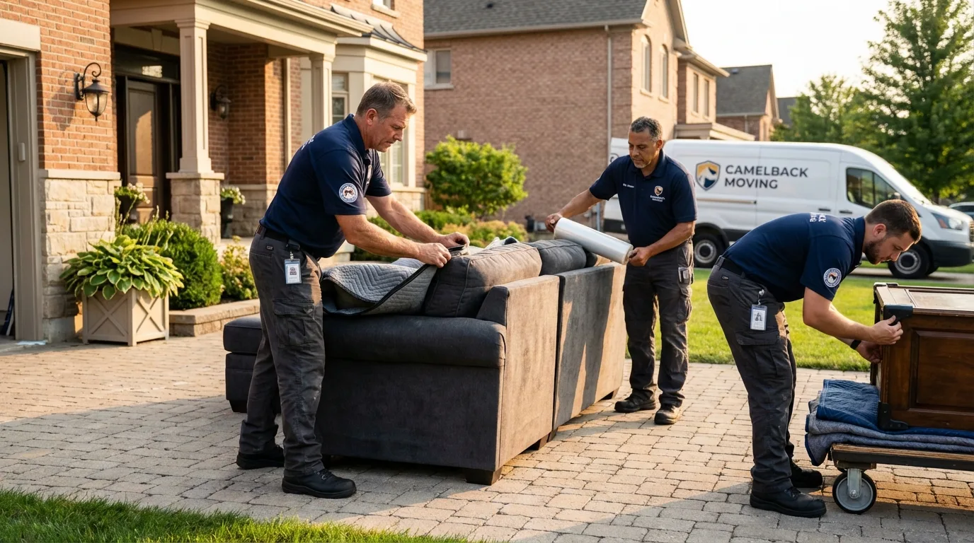 Large estate moving crew wrapping furniture in Four Oaks, NC